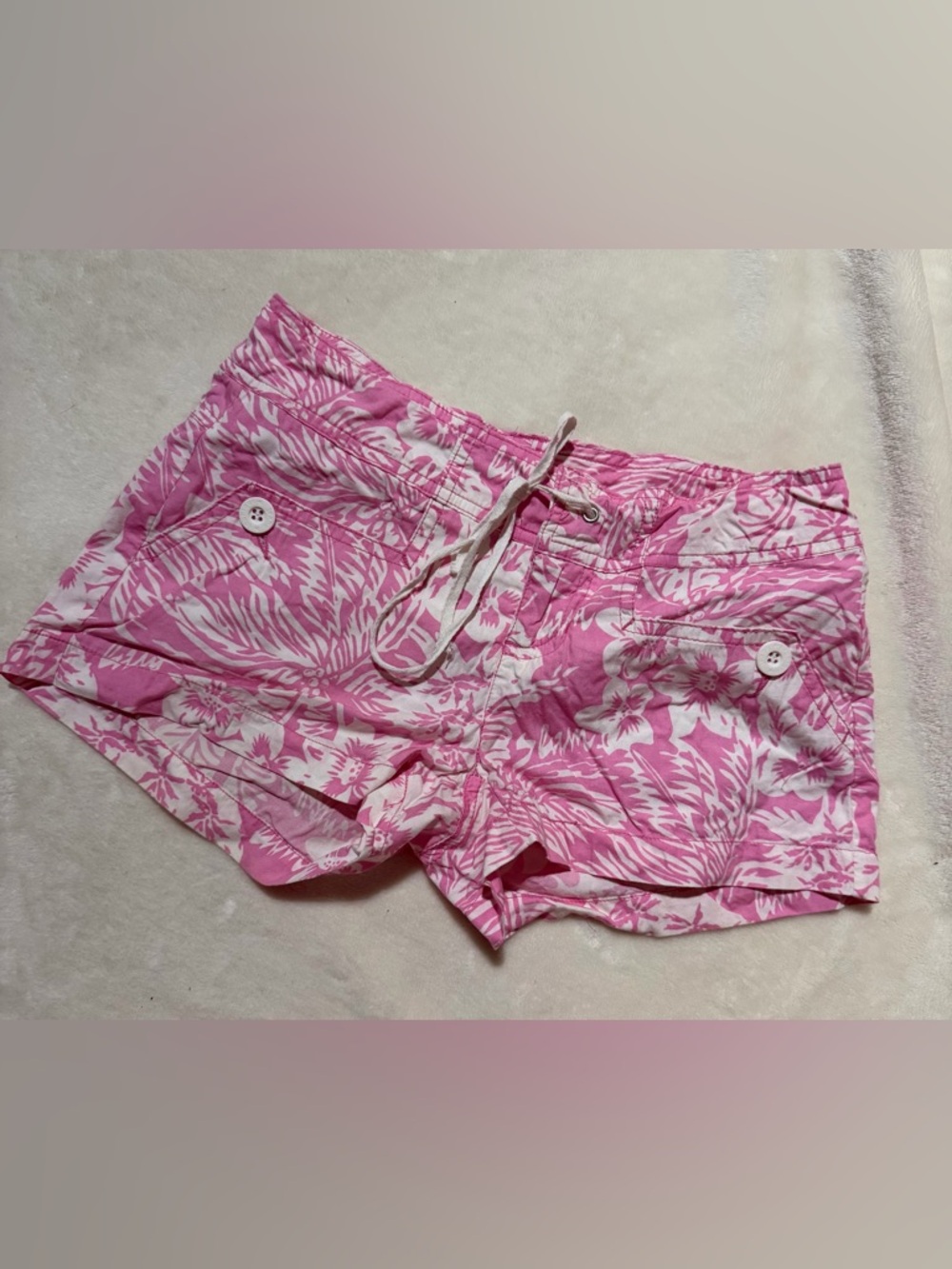 Younique Pink and White Floral High-Waist Women’s Shorts